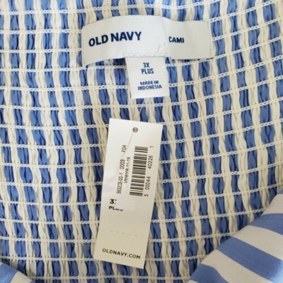 Old Navy Sundress blue white stripe v neck womens XXL smock back NWT Adj straps - Picture 4 of 8